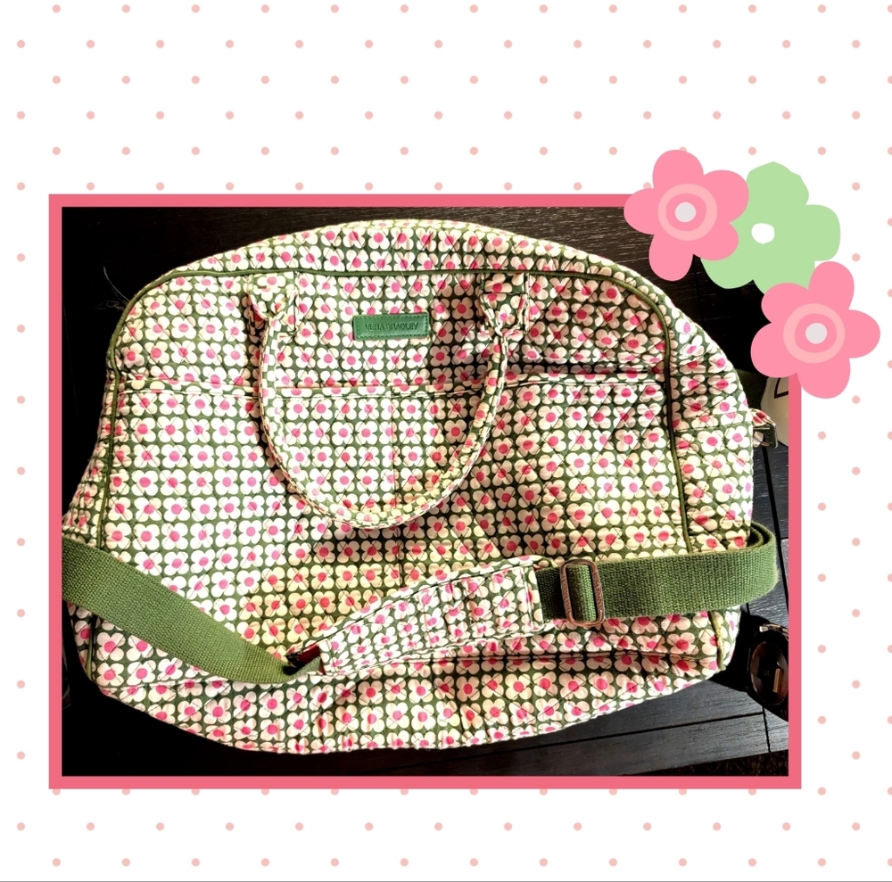 Vera Bradley Floral Olivia Green and Pink Weekender Bag